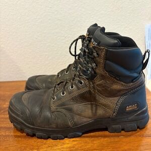 Ariat Work Boots Mens 10.5 EE Wide Brown Leather Steel Toe Waterproof ASTM F2413